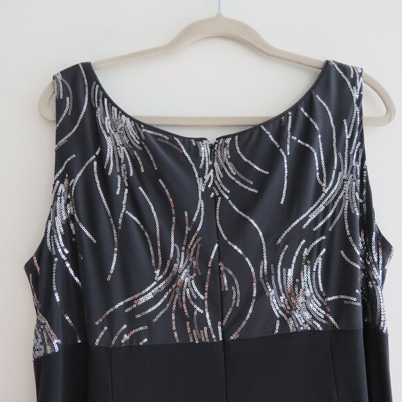 ALEX EVENINGS Grey Silver Sequin Ruched Maxi Evening Dress Gown - Size US 16W - Picture 12 of 15